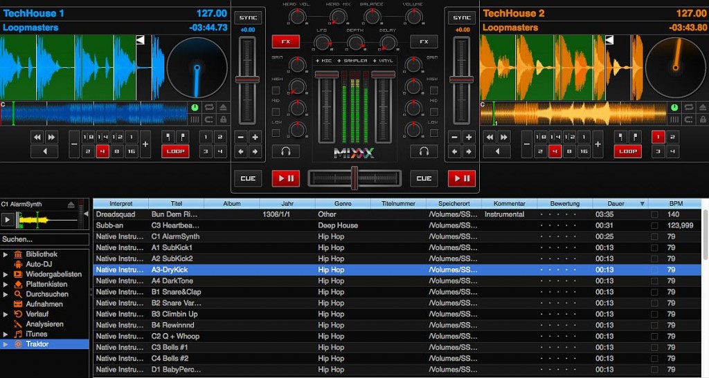 Mixxx Programmoberflaeche