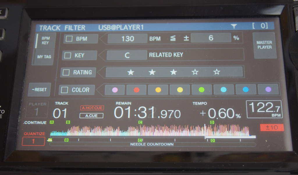 Pioneer CDJ-2000 NXS2 Track Filter Display