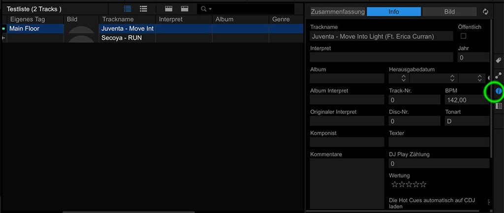 Taggimg w&auml;hrend der Rekordbox-Vorbereitung.
