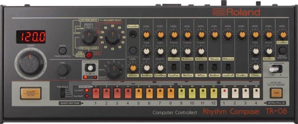 Die Oberfl&auml;che der Roland TR-08.
