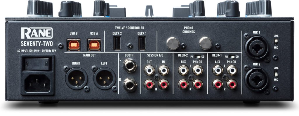 Rane Seventy-Two Mixer von hinten.