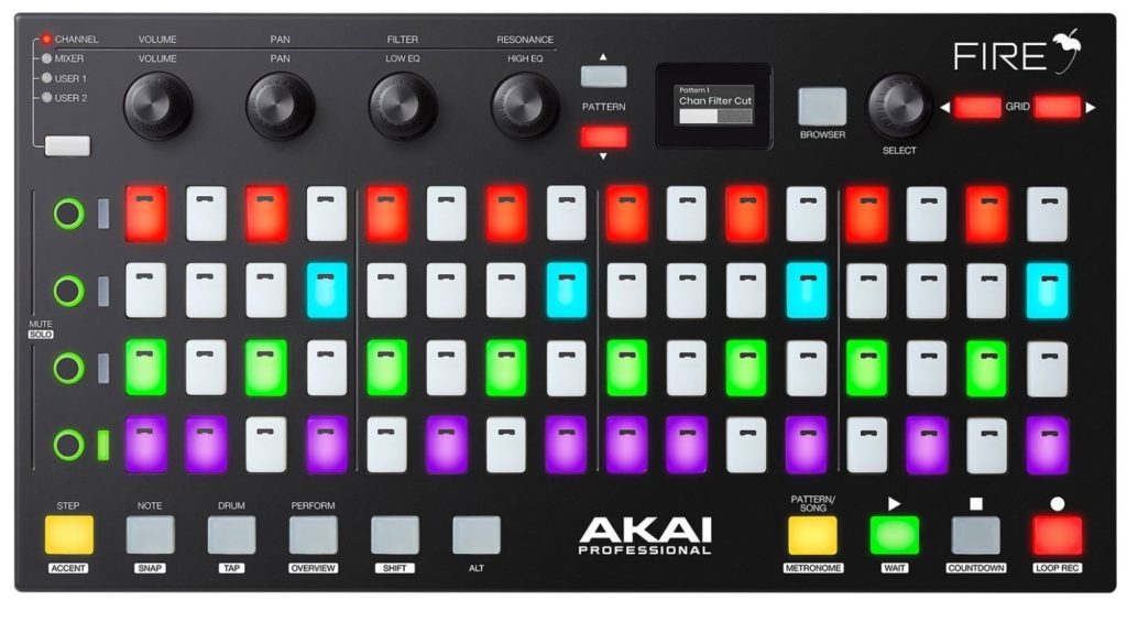 Akai Fire FL Studio DAW Controller Draufsicht.