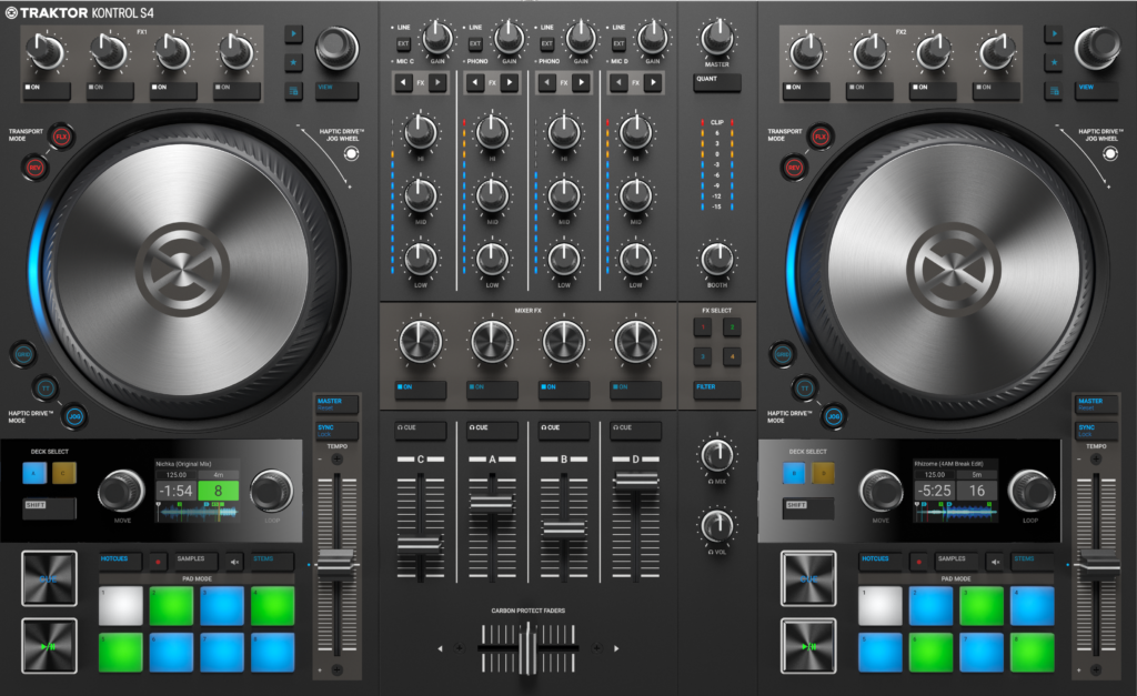 Traktor Kontrol S4 MK3 Draufsicht.