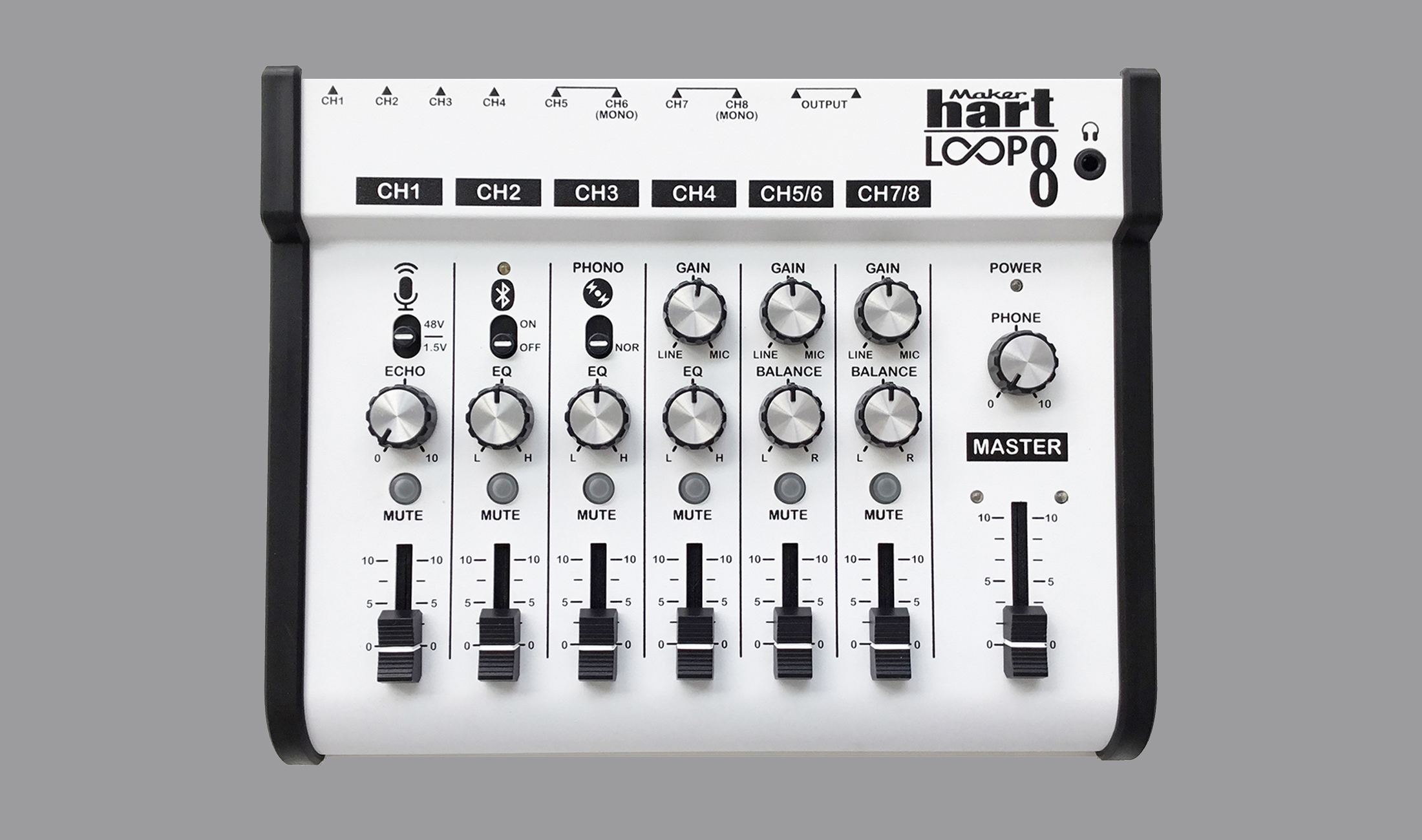 Loop 8 ist ein Mini-Mischpult mit Bluetooth und 24 Bit Audiointerface