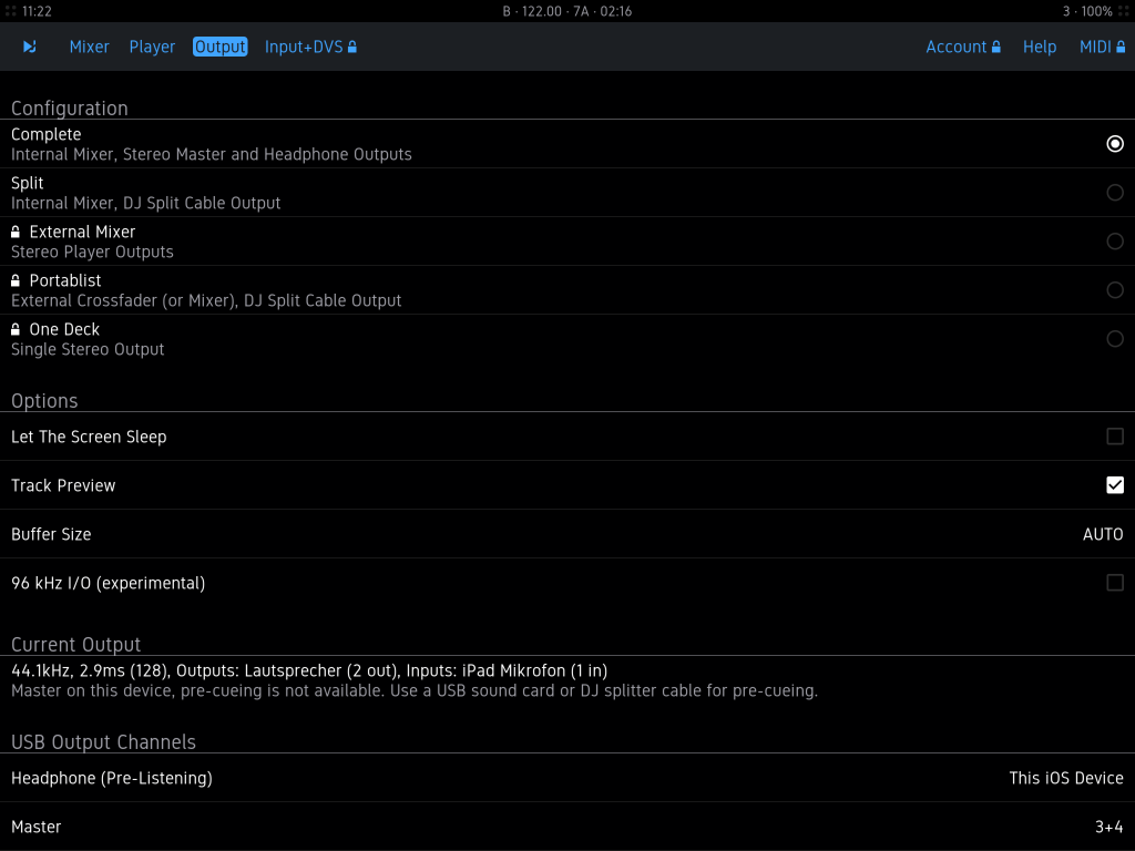 Ausgangseinstellungen.