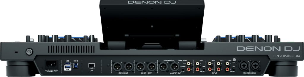 Denon DJ Prime 4 R&uuml;ckseite.