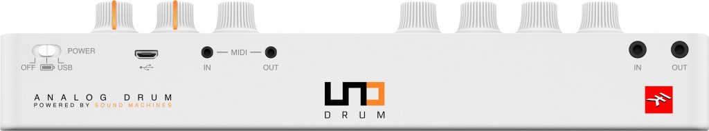 Die Anschl&uuml;sse des UNO Drum von IK Multimedia.