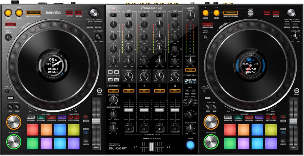 Der DDJ-1000SRT von Pioneer DJ von oben.