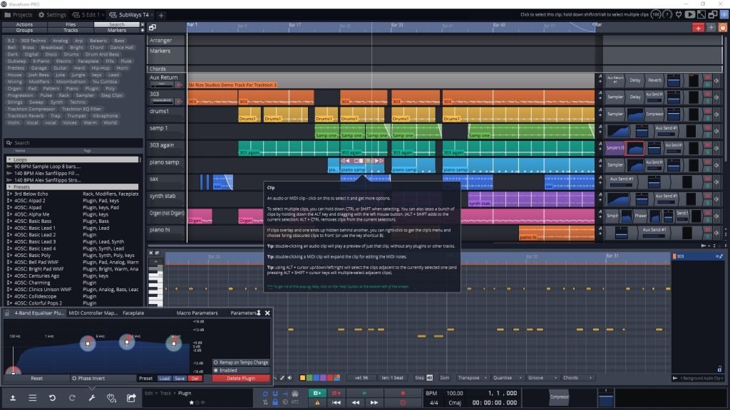 Tracktion Waveform 11 GUI.