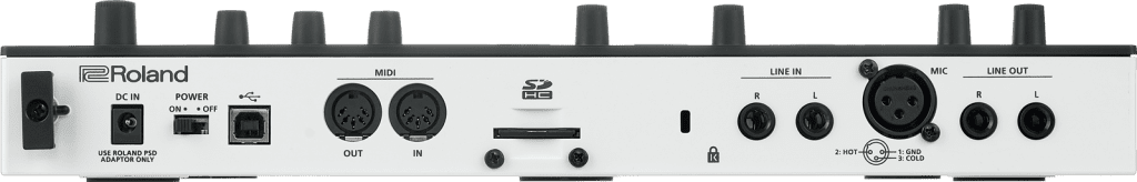 Anschl&uuml;sse des Roland Verselab MV-1.