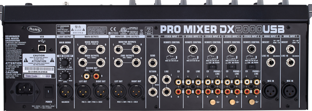  Behringer DX2000 USB R&uuml;ckansicht.