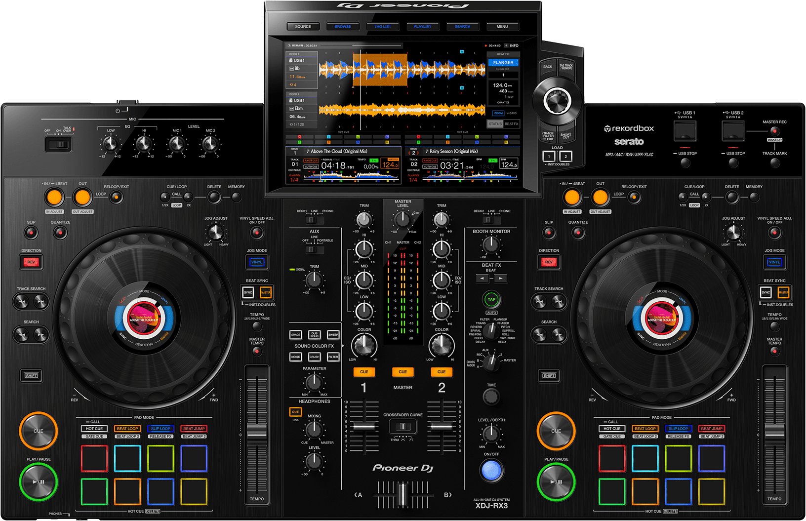 Pioneer DJ XDJ-RX3 Schr&auml;gansicht von oben.