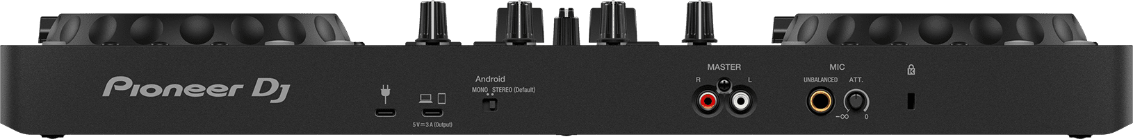 Pioneer DJ DDJ-FLX4 von hinten.