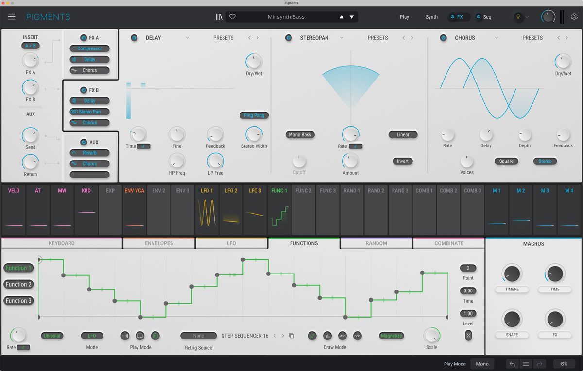 Arturia Pigments 4 Bedienoberfl&auml;che Light Theme.