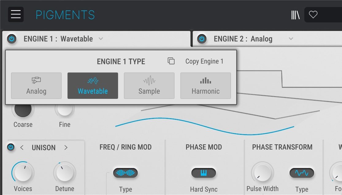 Arturia Pigments 4 Bedienoberfl&auml;che Engines.