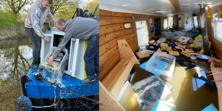 Schwimmender Plattenladen 'Rubber Ducky Record' geht in Nordengland unter