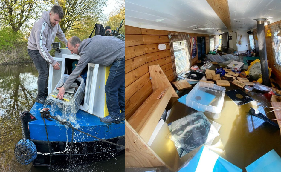 Schwimmender Plattenladen 'Rubber Ducky Record' geht in Nordengland unter