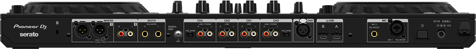 DDJ-FLX10 R&uuml;ckansicht.