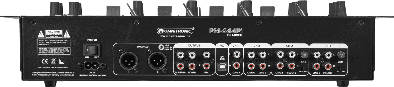 Omnitronic PM-444Pi R&uuml;ckansicht