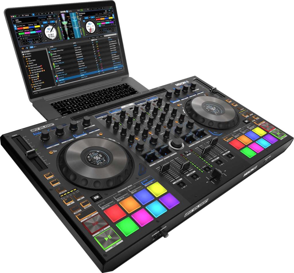 Reloop Mixon 8 Pro Controller mit Laptop.