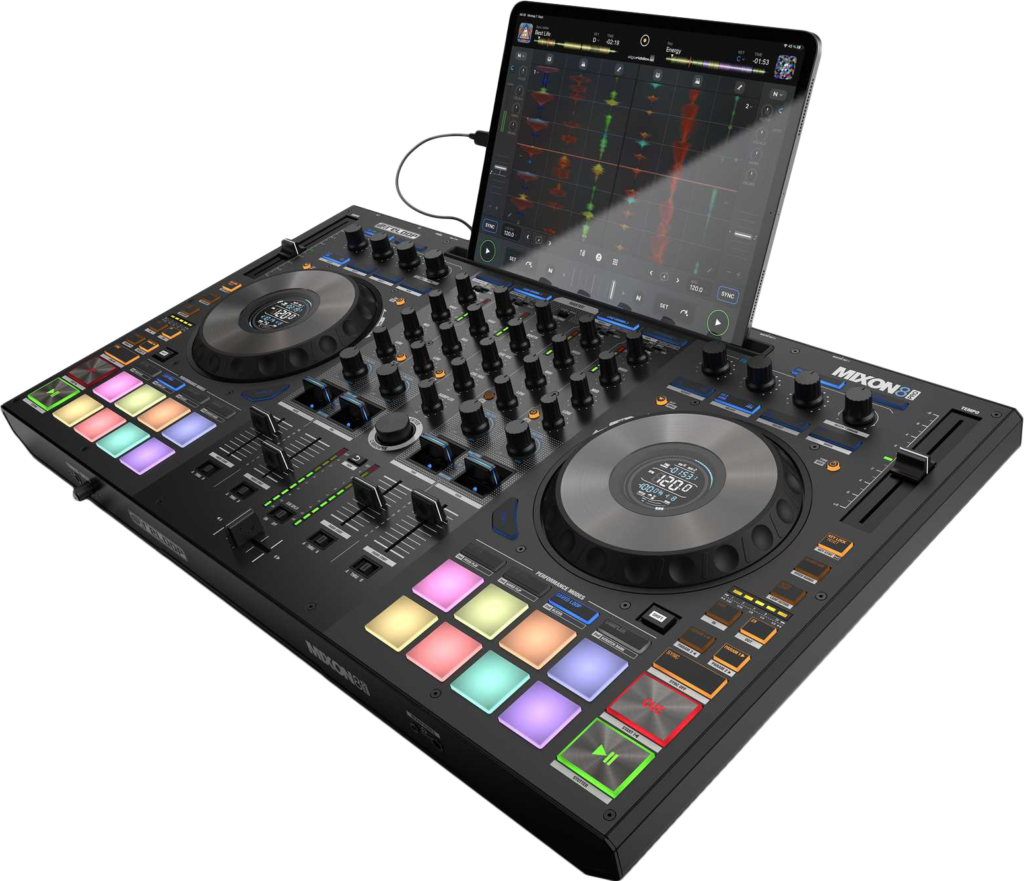 Reloop Mixon 8 Pro Controller mit Tablet.