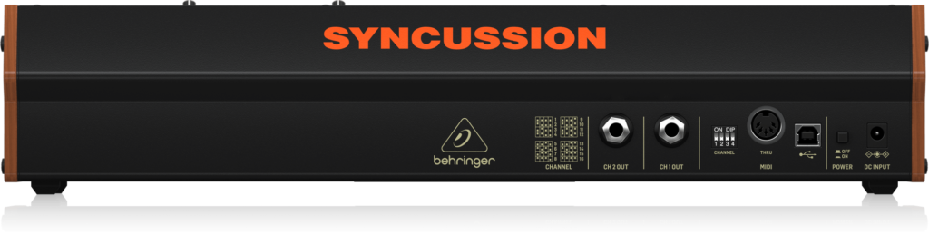 Die R&uuml;ckseite des Behringer Syncussion SY-1.