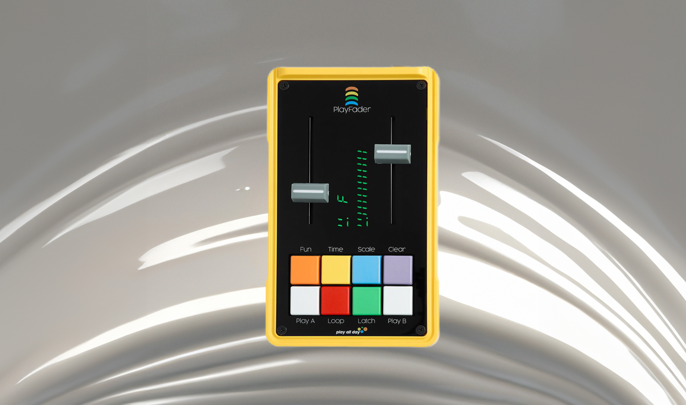 Play all day Playfader: Ein quietschbunter Sequenzer mit Fadersteuerung.