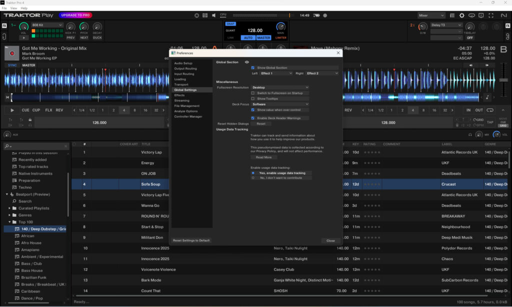 Die Software bietet, im Vergleich zur Vollversion, ein etwas abgespecktes Einstellungsmen&uuml;.
