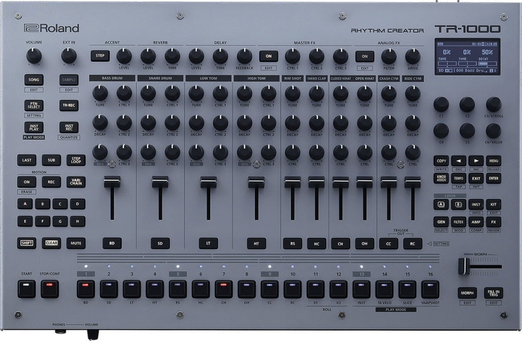 Roland TR-1000 von vorne oben.