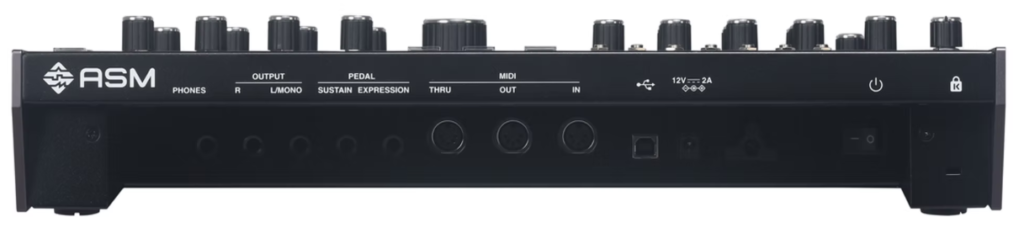 Mit seiner umfangreichen Konnektivit&auml;t inklusive MPE-Unterst&uuml;tzung und CV/Gate-Schnittstellen fungiert der ASM Leviasynth als vielseitige Schnittstelle zwischen moderner DAW-Umgebung und modularer Welt.

ASM Leviasynth von hinten.