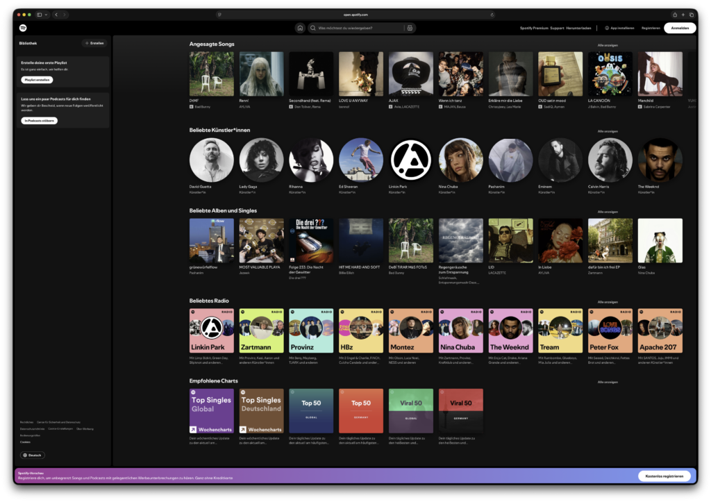 Spotify bietet eine große Auswahl an Musik, unterstützt aber nur wenige DJ-Produkte.
Spotiy - Website