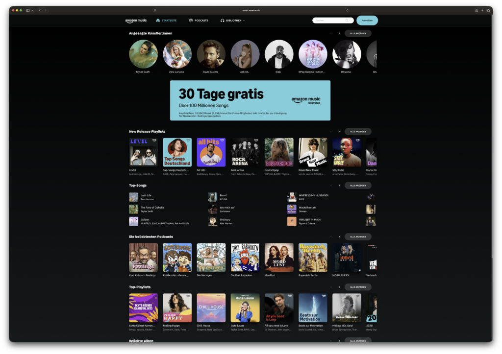 Amazon Music Unlimited ist mit Hardware von Denon DJ, Numark und Rane kombinierbar.
Amazon Music Unlimited - Screenshot