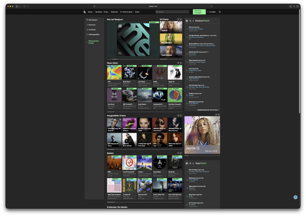 Beatport bietet Clubmusik und erlaubt die Nutzung des Stems-Features.
Beatport - Screenshot